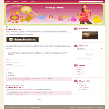 free blogger template Pinky Shop for blogspot template