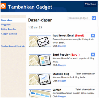 Cara Menambah Gadget Dasar  Untuk  Blog