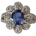 LPT3564 18K White Gold Blue Sapphire Ring 5.23 grms