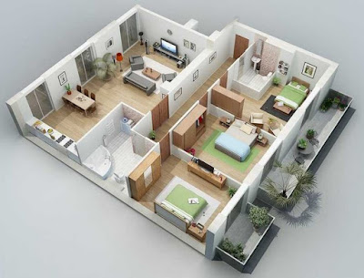 Single Floor House Design 3d