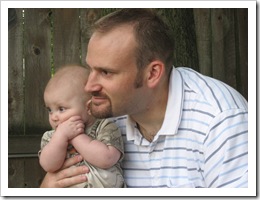 Daddy and Reid watch Declan and Jay play in the dirt, 9-6-09