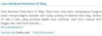 membuat baca selengkapnya versi blogger