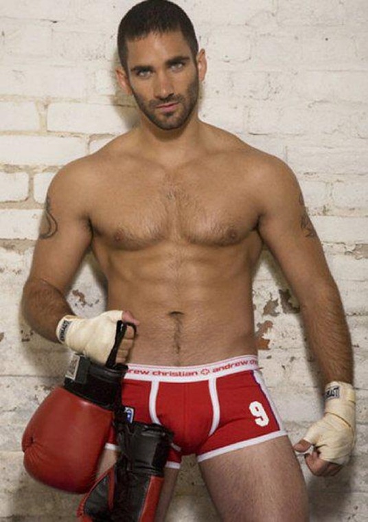 boxer in red trunks