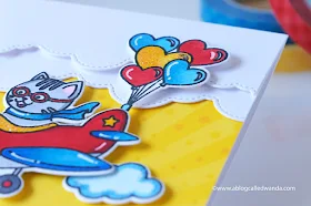 Sunny Studio Stamps: Plane Awesome Fluffy Clouds Border Dies Card by Wanda Guess