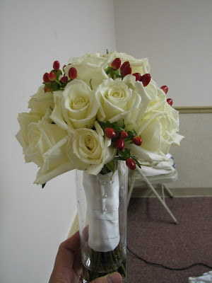white rose bouquet bridesmaid. Maid of Honor: white roses
