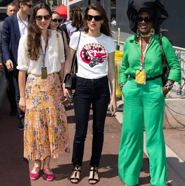 Princess Alexandra wore an Afternoon dress by Reformation. Tatiana Santo Domingo wore a Zulaika blouse by Thierry Colson