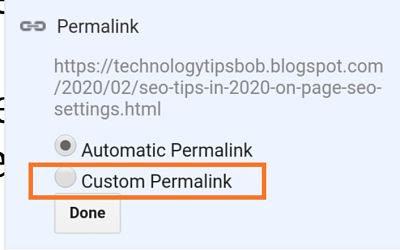 SEO tips in 2020-on page SEO settings for blog