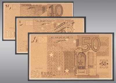 Golden Euro banknotes