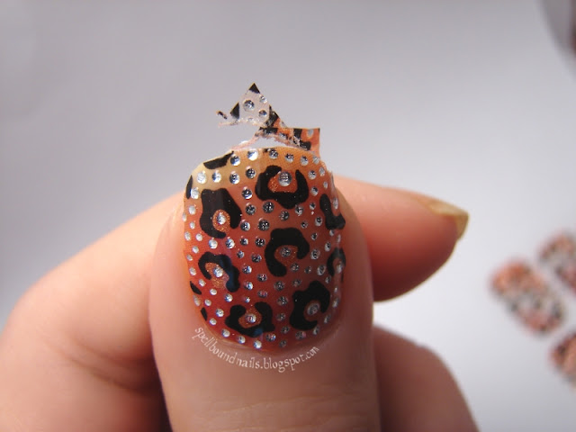 nails nailart nail art polish mani manicure Spellbound Kiss Nail Dress Princess stickers leopard print bling rhinestones Influenster Holiday VoxBox review image heavy picture swatch test