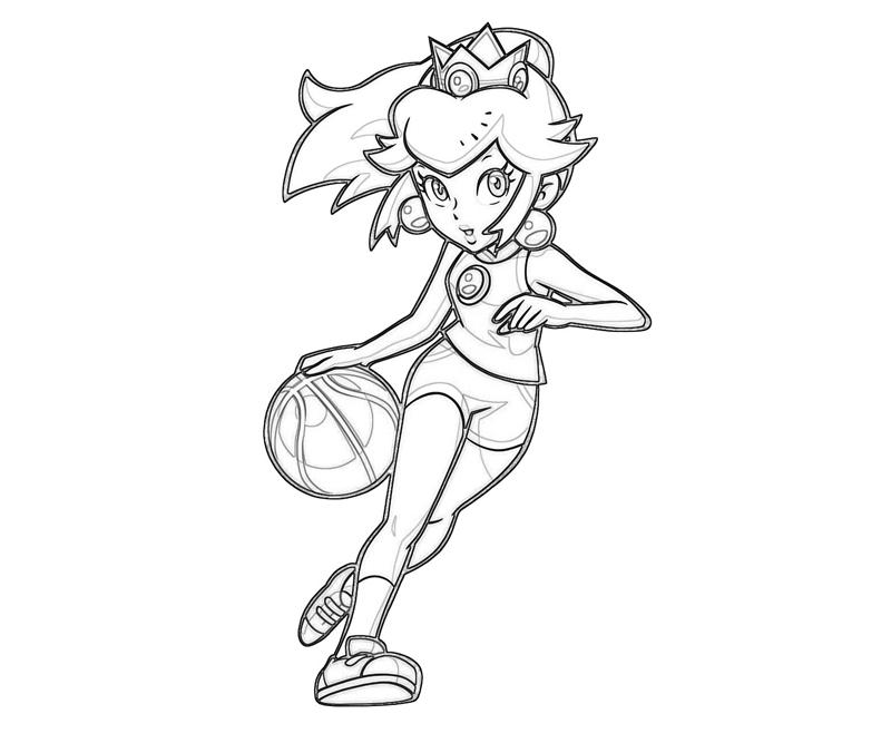 princess-peach-peach-play-basket-ball-coloring-pages