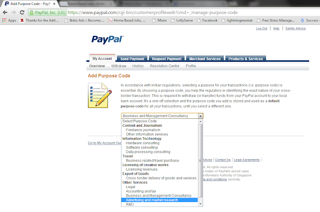 How to add purpose Code to the Paypal Account- Step 2