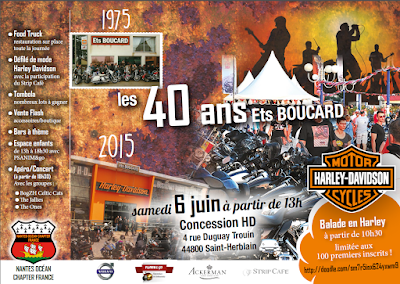 Affiche / invitation journée anniversaire concession Harley Davidson Saint-Herblain, concerts samedi 6 juin 2015