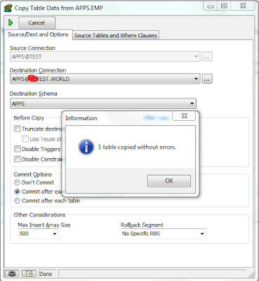 How to copy Table data from one DB to another DB, askhareesh blog for Oracle Apps