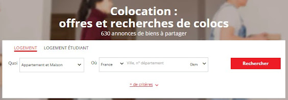 Le nombre de petites annonces dans l’onglet Colocation