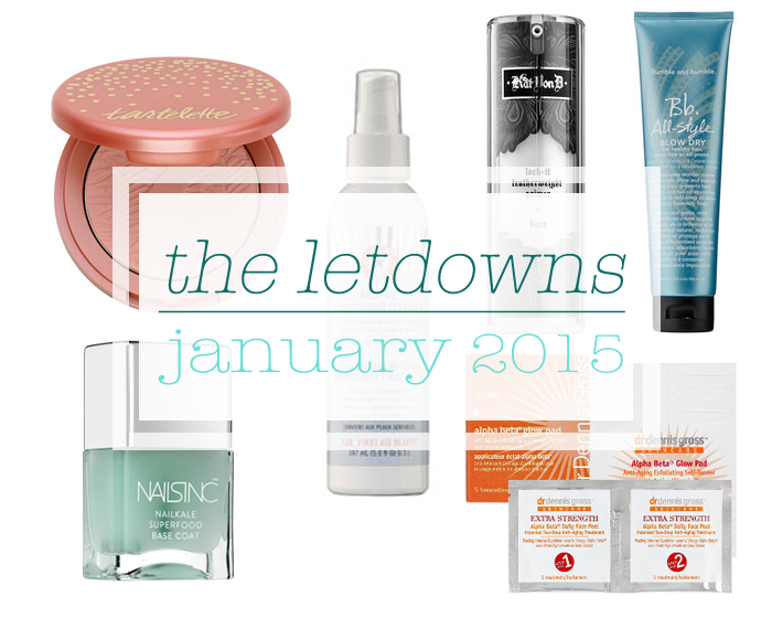 january 2015 beauty makeup letdowns product fails nails inc, dr dennis gross, tarte, kat von d, bumble and bumble, first aid beauty