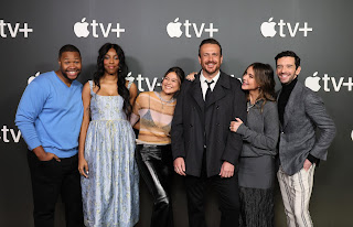 Luke Tennie, Jessica Williams, Lukita Maxwell, Jason Segel, Co-creator and Executive Producer, Christa Miller and Michael Urie from “Shrinking” at the Apple TV+ 2023 Winter TCA Tour at The Langham Huntington Pasadena.