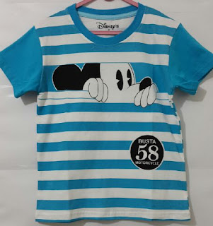 Baju Anak Karakter Mickey Mouse Salur Size 1 - 6 Tahun