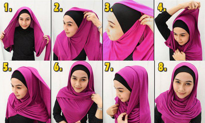 Model jilbab pasmina kaos terbaru dan cara memakainya