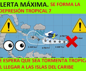 La  depresión tropical 7 Se convertira en una tormenta tropical esta noche o el jueves.