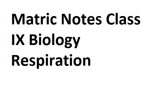 Matric Notes Class IX Biology Respiration matricnotes0