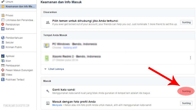 Cara Mengganti Kata Sandi Facebook