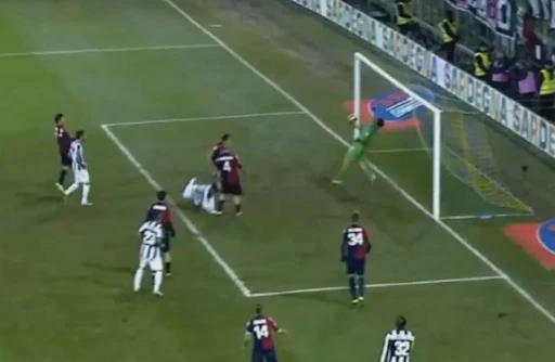 Cagliari goalkeeper Michael Agazzi pulls off a miraculous save to deny Juventus' Kwadwo Asamoah
