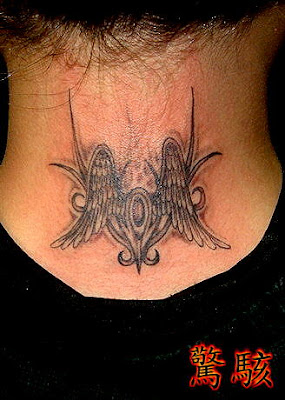 free ,angel on the neck, tattoo design