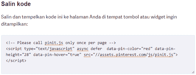 Copy kode tombol pin it