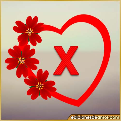 corazón de flores con letra X