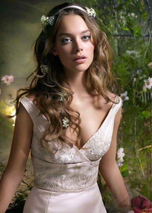 LZ3905 Rum pink duchess silk satin bridal gown by Lazaro