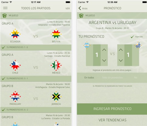 App de pronósticos de la Copa América 2015