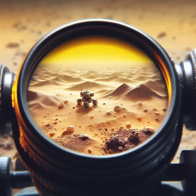 a tiny robot being observed