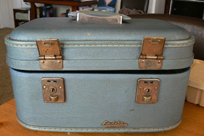 upcycled train case before closed