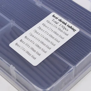 150Pcs 8 Sizes Black Polyolefin 2:1 Halogen-Free Heat Shrink Tubing Tube Sleeving wire with Case hown-store