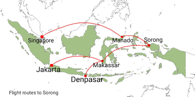 flight route to Sorong city