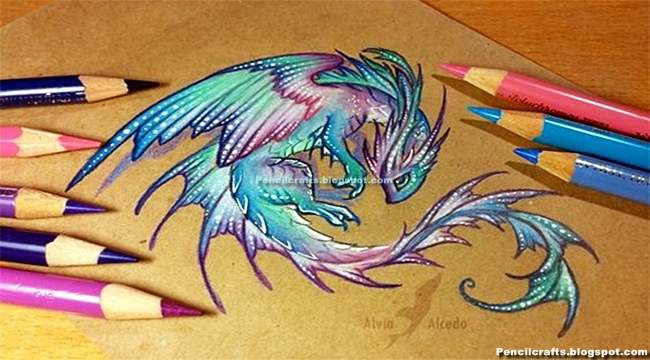 New Color Pencil Drawings Dragon