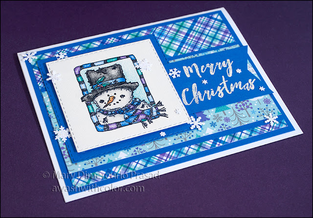 Rubbernecker Stamps Frosty in Frame using Faber-Castell Polychromos