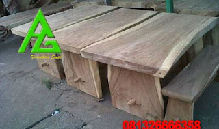  meja  makan  alami  kayu  utuh besar