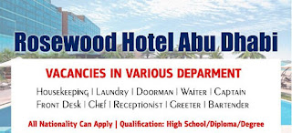 Hotel Rosewood Multiple Staff Jobs Recruitment For Abu Dhabi Location