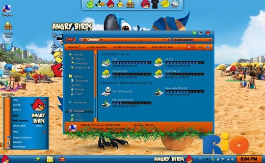 Angry birds theme for Windows 7 Angry Birds Skin Pack Untuk Windows 7