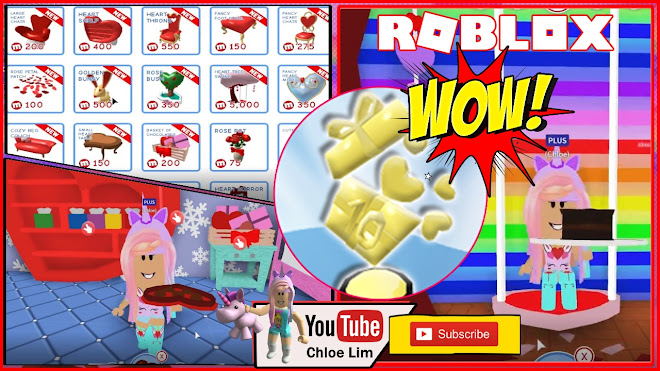 Chloe Tuber Roblox Meepcity Gameplay Getting Some Valentine Furniture And That Gift 10 Items Trophy - how to make a party in roblox meep city