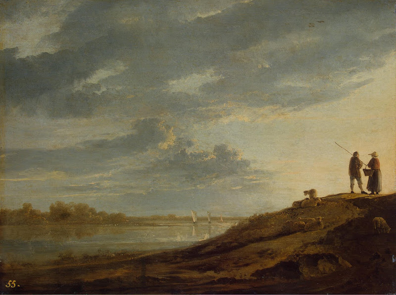 Sunset over the River by Aelbert Cuyp - Genre Painting, Landscape Paintings from Hermitage Museum