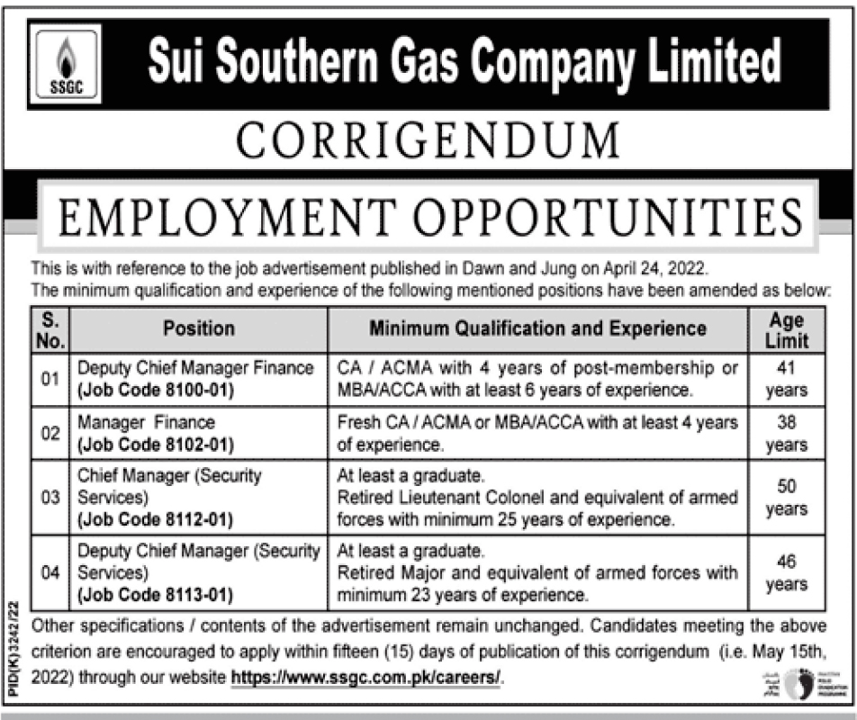 Sui Southern Gas Company SSGC Jobs 2022 Download Application Form