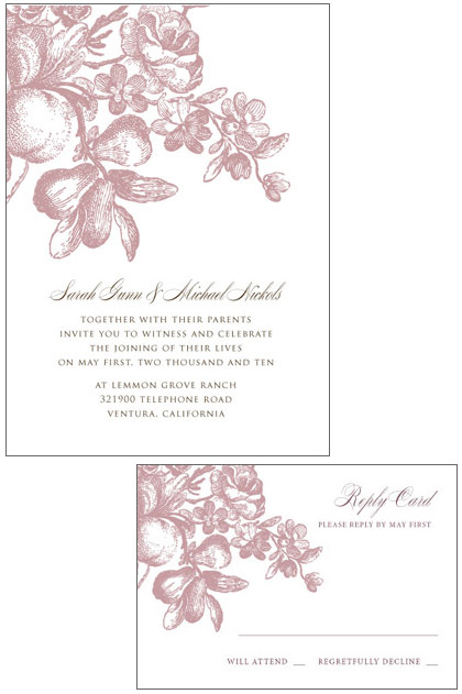 Fruit Tree with Blossoms DIY Wedding Invitations Photo and download at