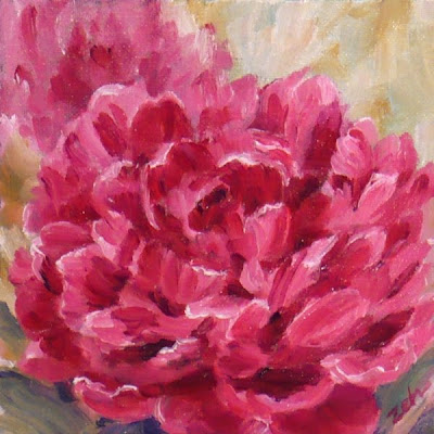 Pink Peony oil painting by Janet Zeh