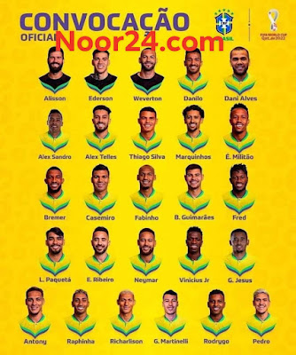 ব্রাজিল বিশ্বকাপ 2022 খেলোয়াড়ের নাম। Brazil World Cup 2022 squad