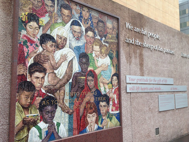 We are all children of the same god, mosaic mural interfaith at thanks giving square chapel in dallas, texas, usa