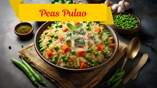 A bowl of Peas Pulao, fluffy basmati rice cooked with green peas and spices, creating a fragrant and versatile Indian dish.