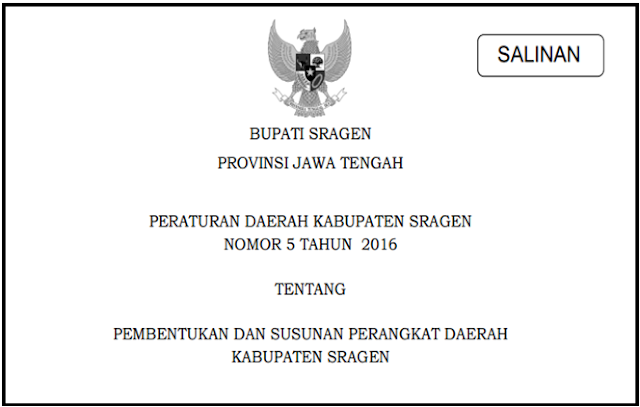 Perda Kabupaten Sragen Tentang Pembentukan dan Susunan Perangkat Daerah 