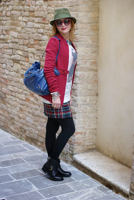 Paul & Joe jacket, green fedora hat, Carmens Padova biker boots, Fashion and Cookies, fashion blogger